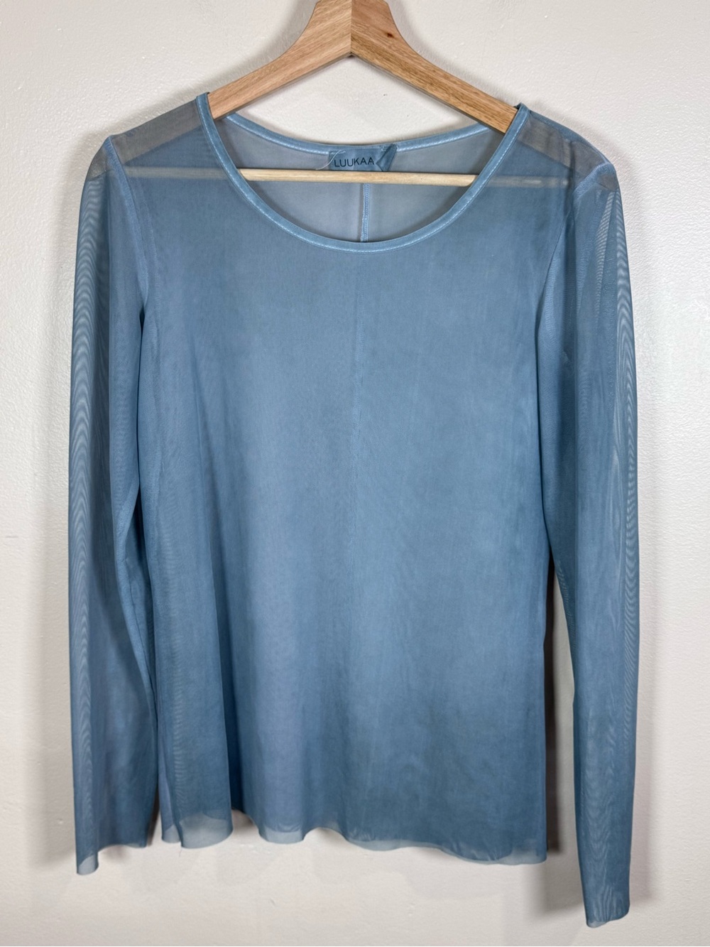Luukaa Light Blue Sheer Long Sleeve Top Lagenlook US 8